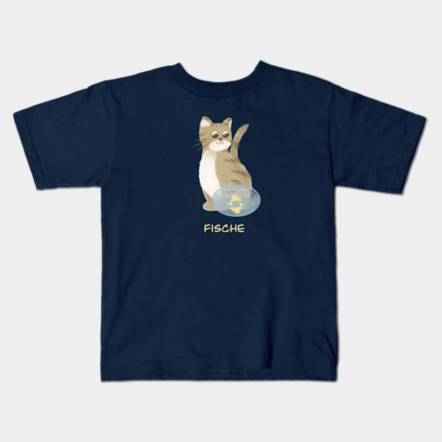 Fische Katze zodiac sign Kids T-Shirt by AbbyCatAtelier